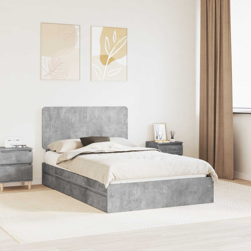 Aufbewahrungsbett Beton Grau 135 x 190 cm Holzwerkstoff