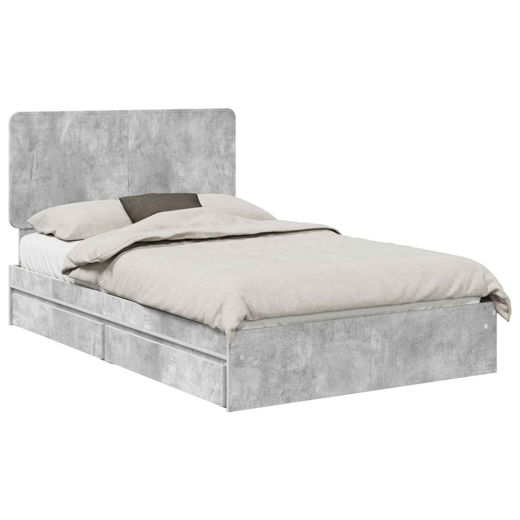 Aufbewahrungsbett Beton Grau 135 x 190 cm Holzwerkstoff