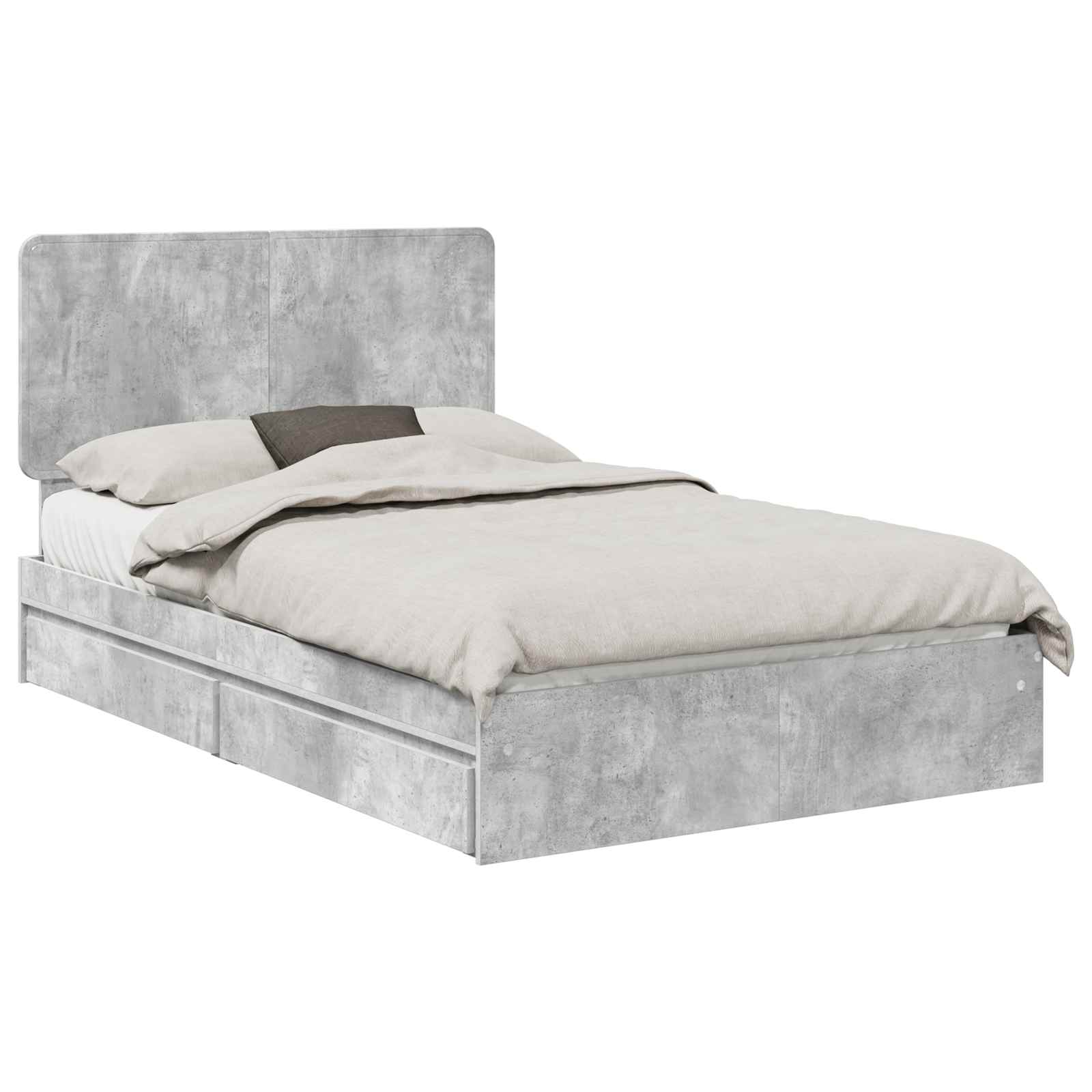 Aufbewahrungsbett Beton Grau 135 x 190 cm Holzwerkstoff