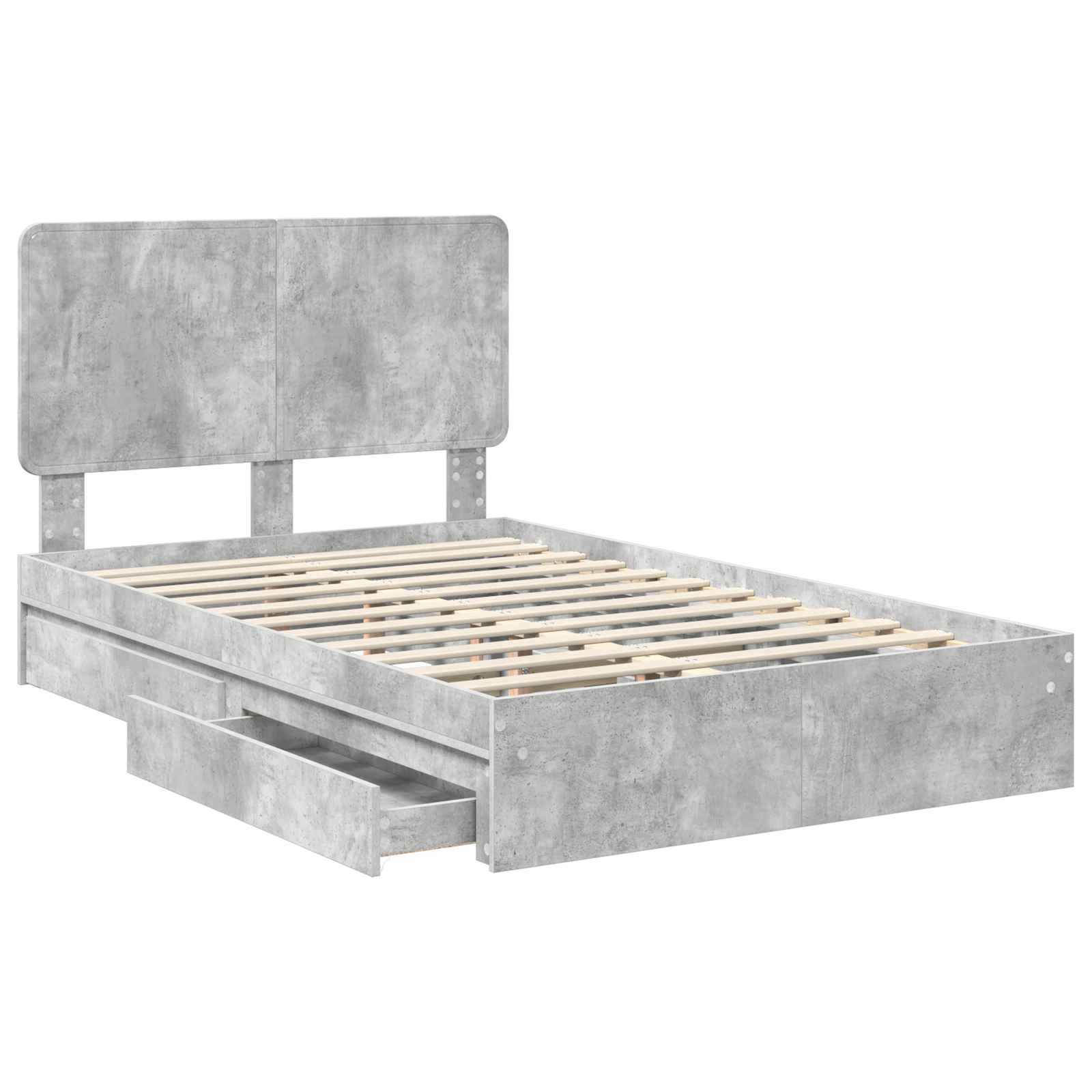Aufbewahrungsbett Beton Grau 135 x 190 cm Holzwerkstoff