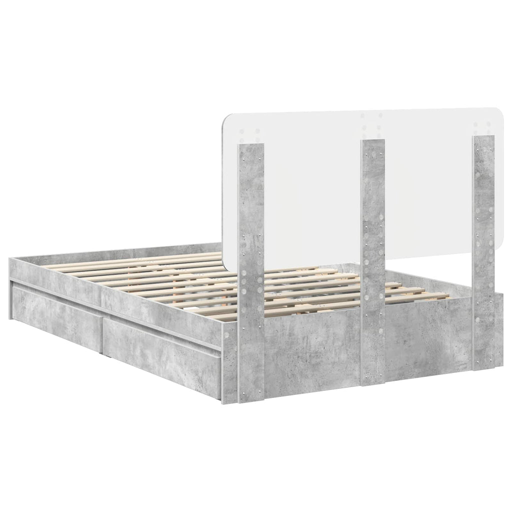 Aufbewahrungsbett Beton Grau 135 x 190 cm Holzwerkstoff