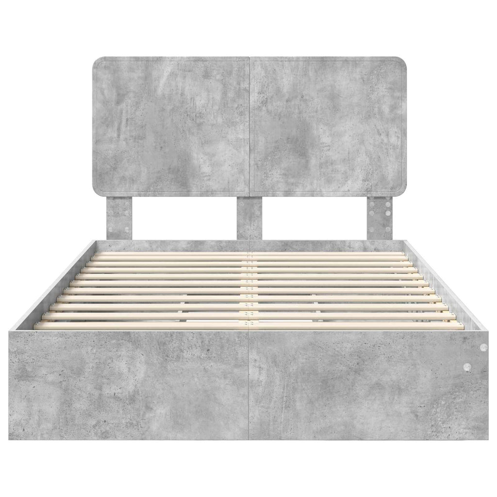 Aufbewahrungsbett Beton Grau 135 x 190 cm Holzwerkstoff