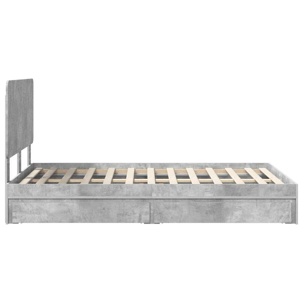 Aufbewahrungsbett Beton Grau 135 x 190 cm Holzwerkstoff