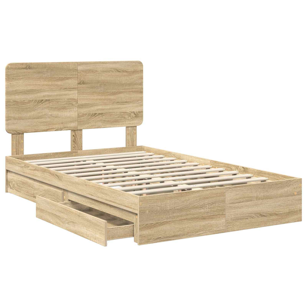 Aufbewahrungsbett Sonoma-Eiche 120 x 200 cm Holzwerkstoff