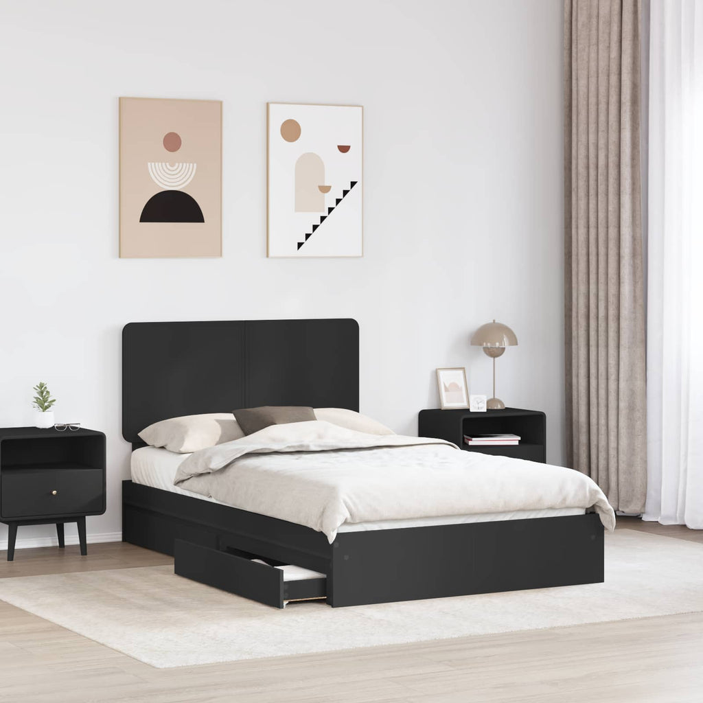 Aufbewahrungsbett Schwarz 120 x 190 cm Holzwerkstoff