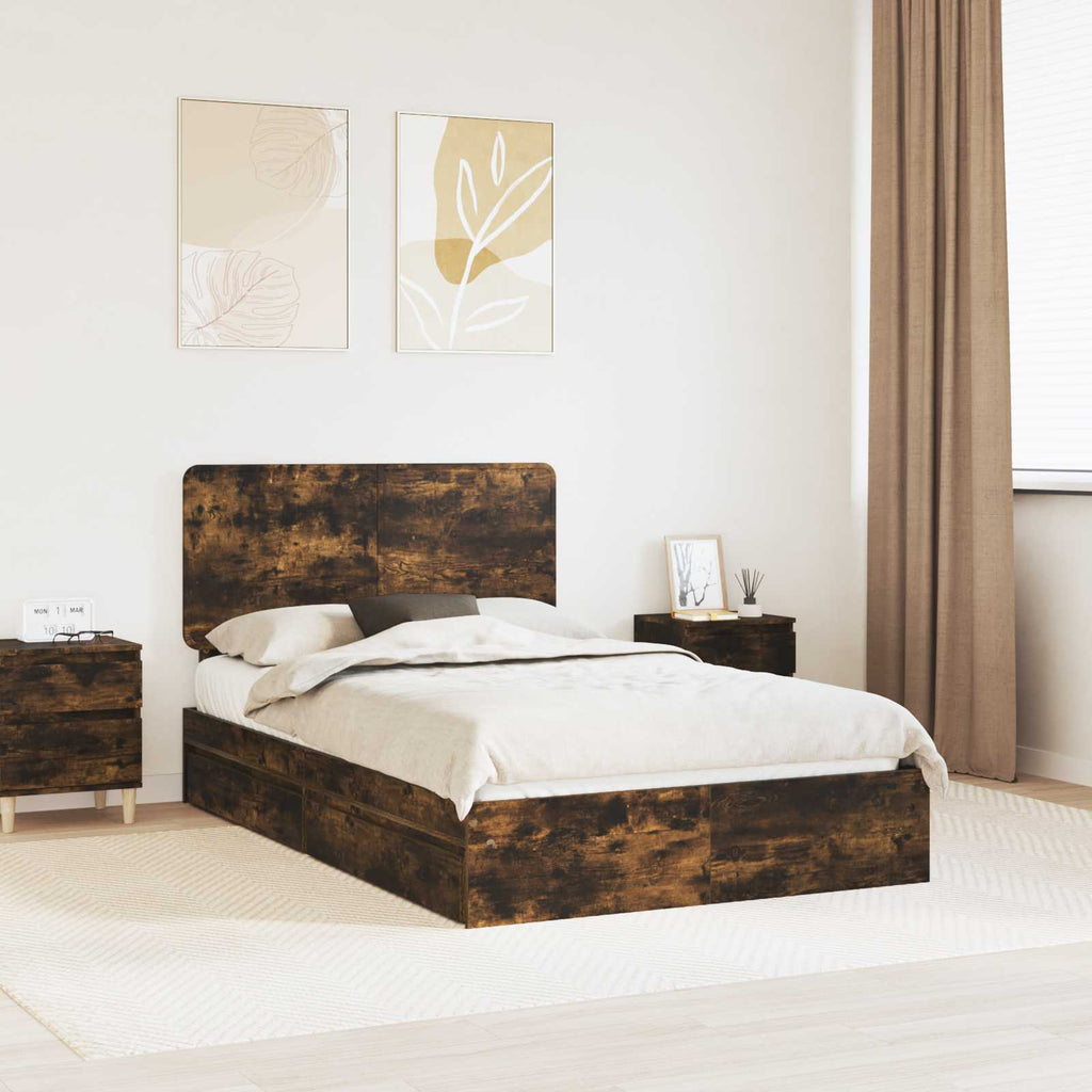 Aufbewahrungsbett Geräucherte Eiche 120 x 190 cm Holzwerkstoff