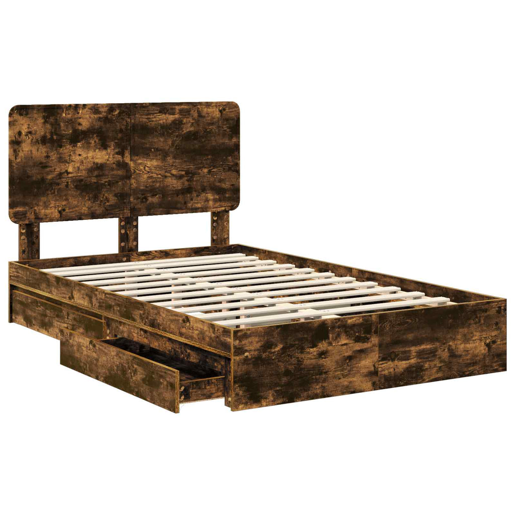 Aufbewahrungsbett Geräucherte Eiche 120 x 190 cm Holzwerkstoff