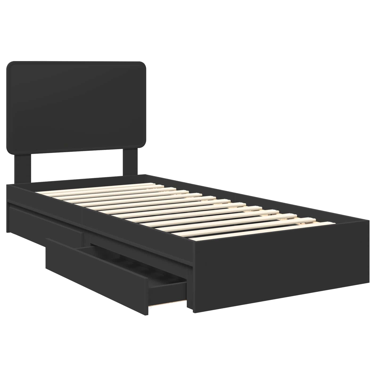 Aufbewahrungsbett Schwarz 100 x 200 cm Holzwerkstoff