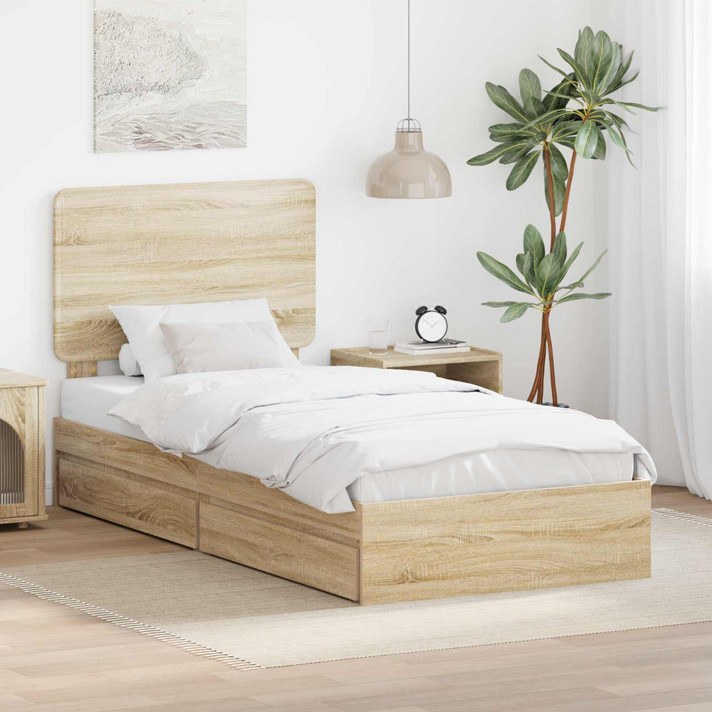 Aufbewahrungsbett Sonoma-Eiche 100 x 200 cm Holzwerkstoff