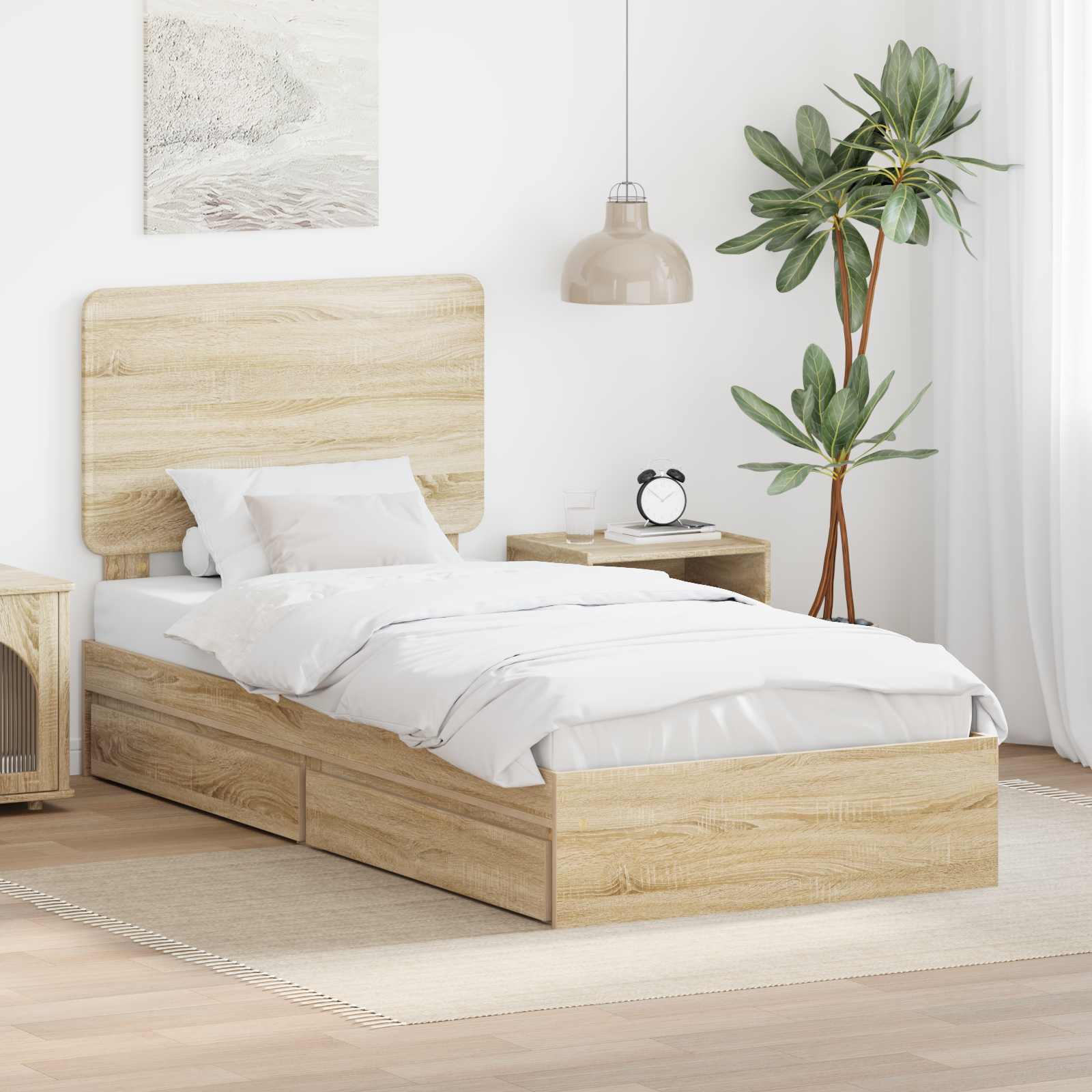 Aufbewahrungsbett Sonoma-Eiche 100 x 200 cm Holzwerkstoff