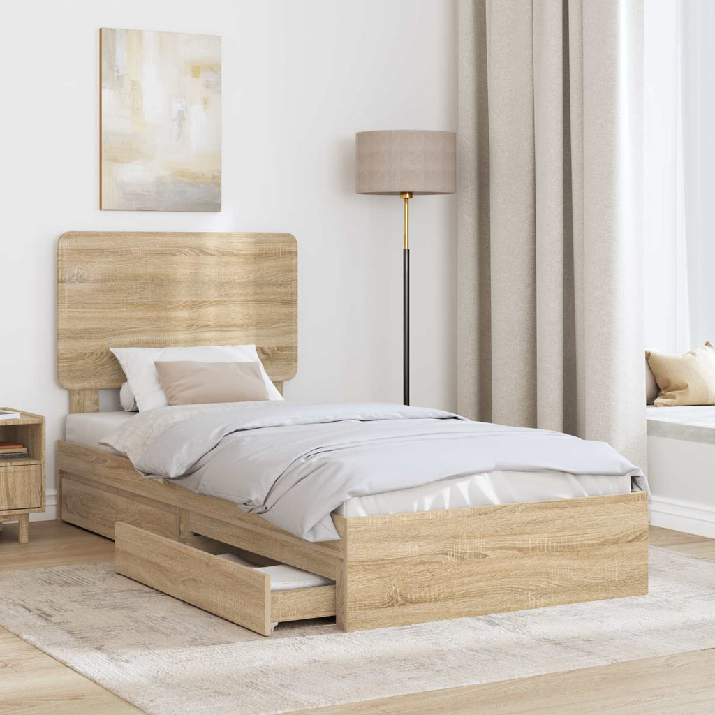 Aufbewahrungsbett Sonoma-Eiche 100 x 200 cm Holzwerkstoff