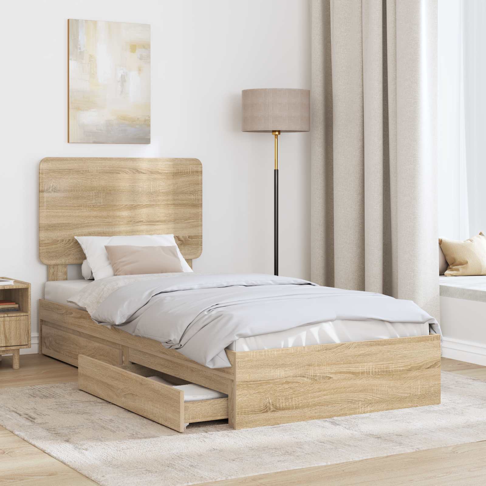 Aufbewahrungsbett Sonoma-Eiche 100 x 200 cm Holzwerkstoff