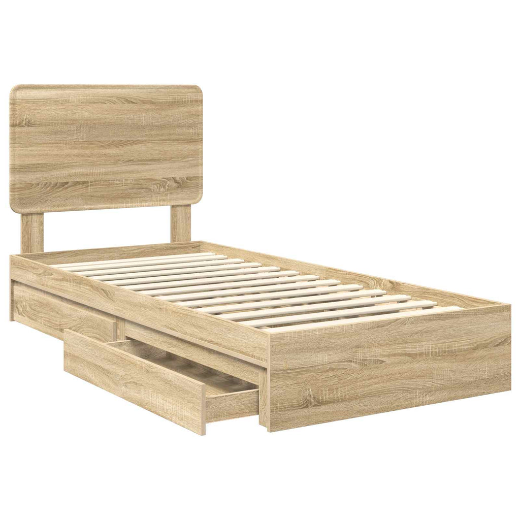 Aufbewahrungsbett Sonoma-Eiche 100 x 200 cm Holzwerkstoff