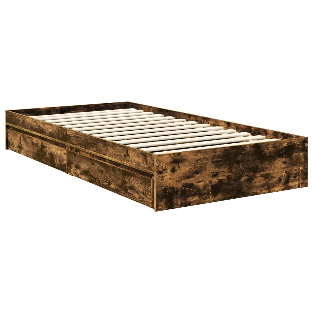 Aufbewahrungsbett Geräucherte Eiche 100 x 200 cm Holzwerkstoff