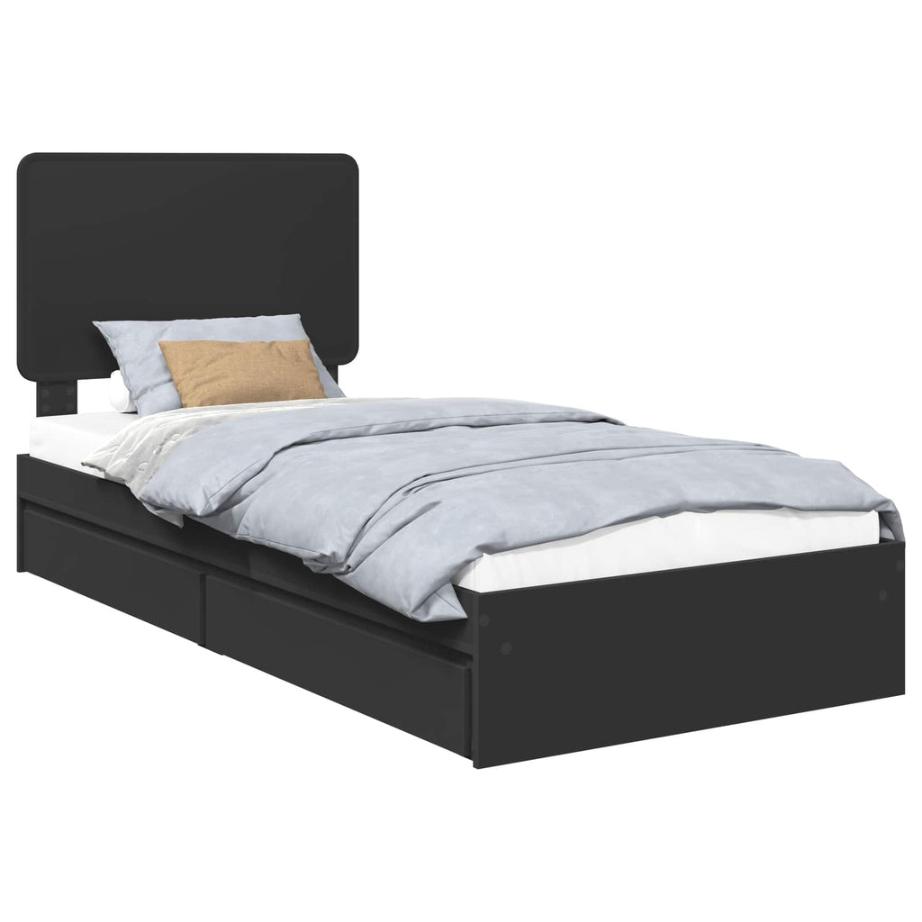 Aufbewahrungsbett Schwarz 75 x 190 cm Holzwerkstoff