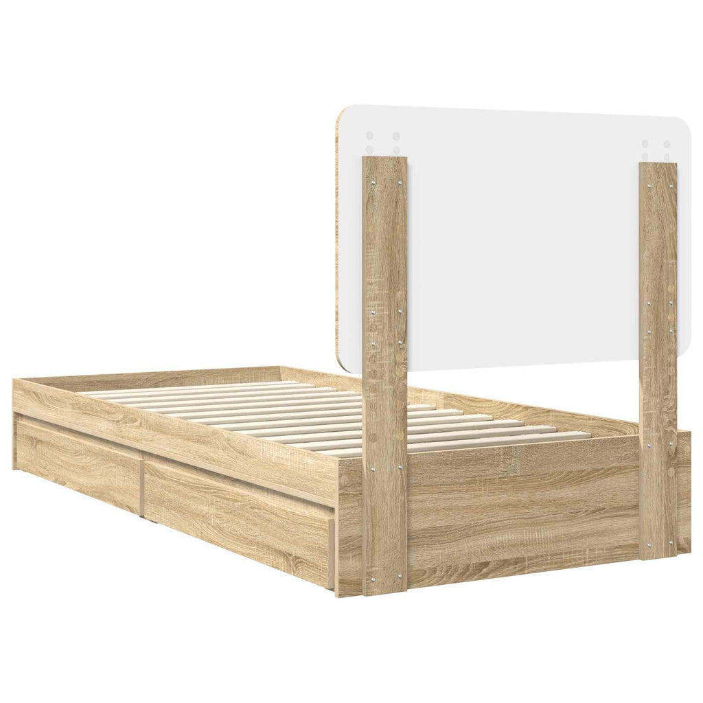 Aufbewahrungsbett Sonoma-Eiche 75 x 190 cm Holzwerkstoff
