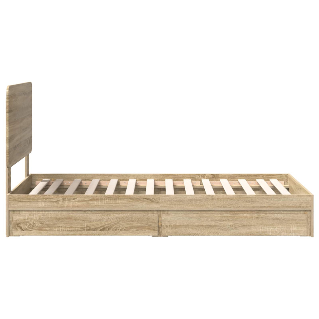 Aufbewahrungsbett Sonoma-Eiche 75 x 190 cm Holzwerkstoff