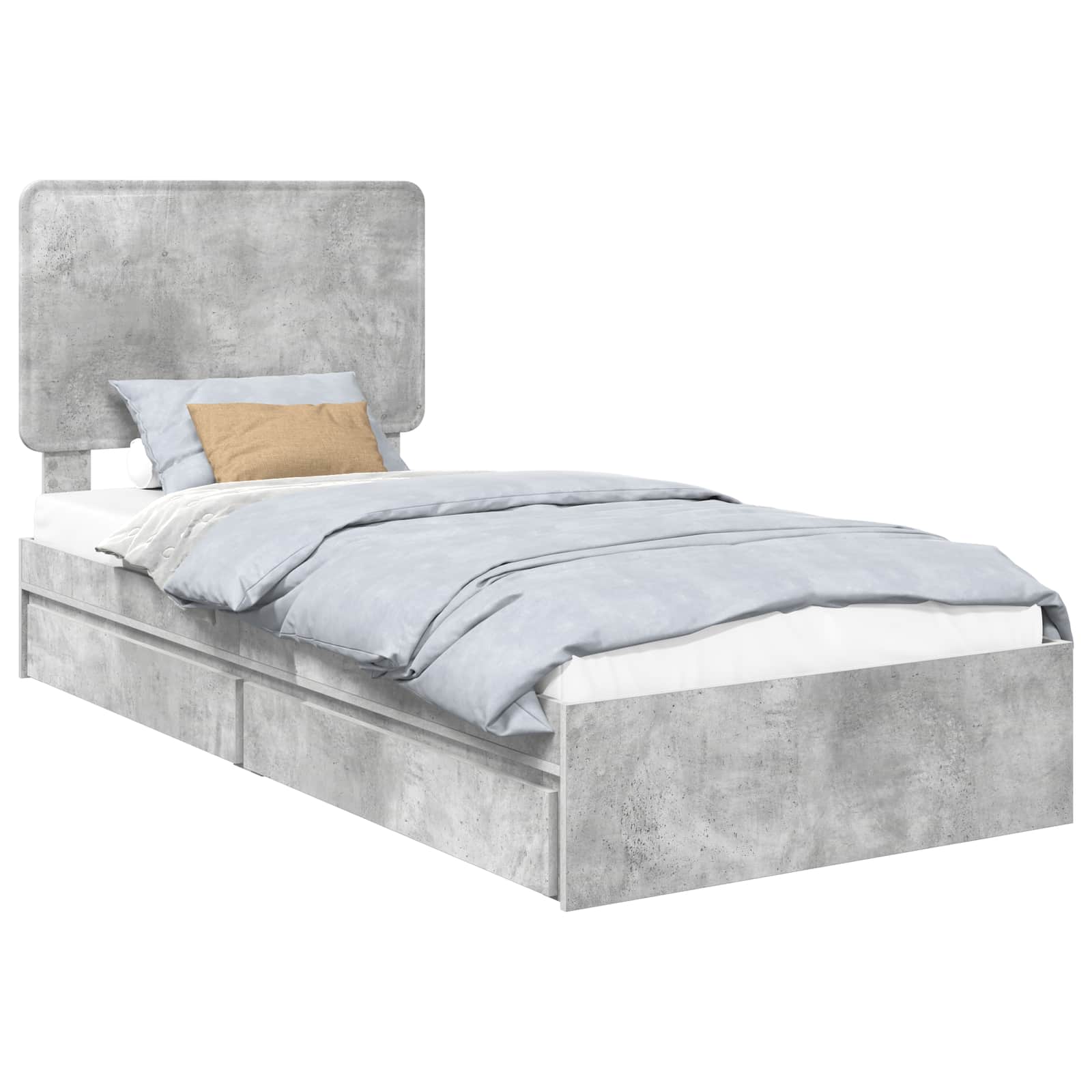 Aufbewahrungsbett Beton Grau 75 x 190 cm Holzwerkstoff