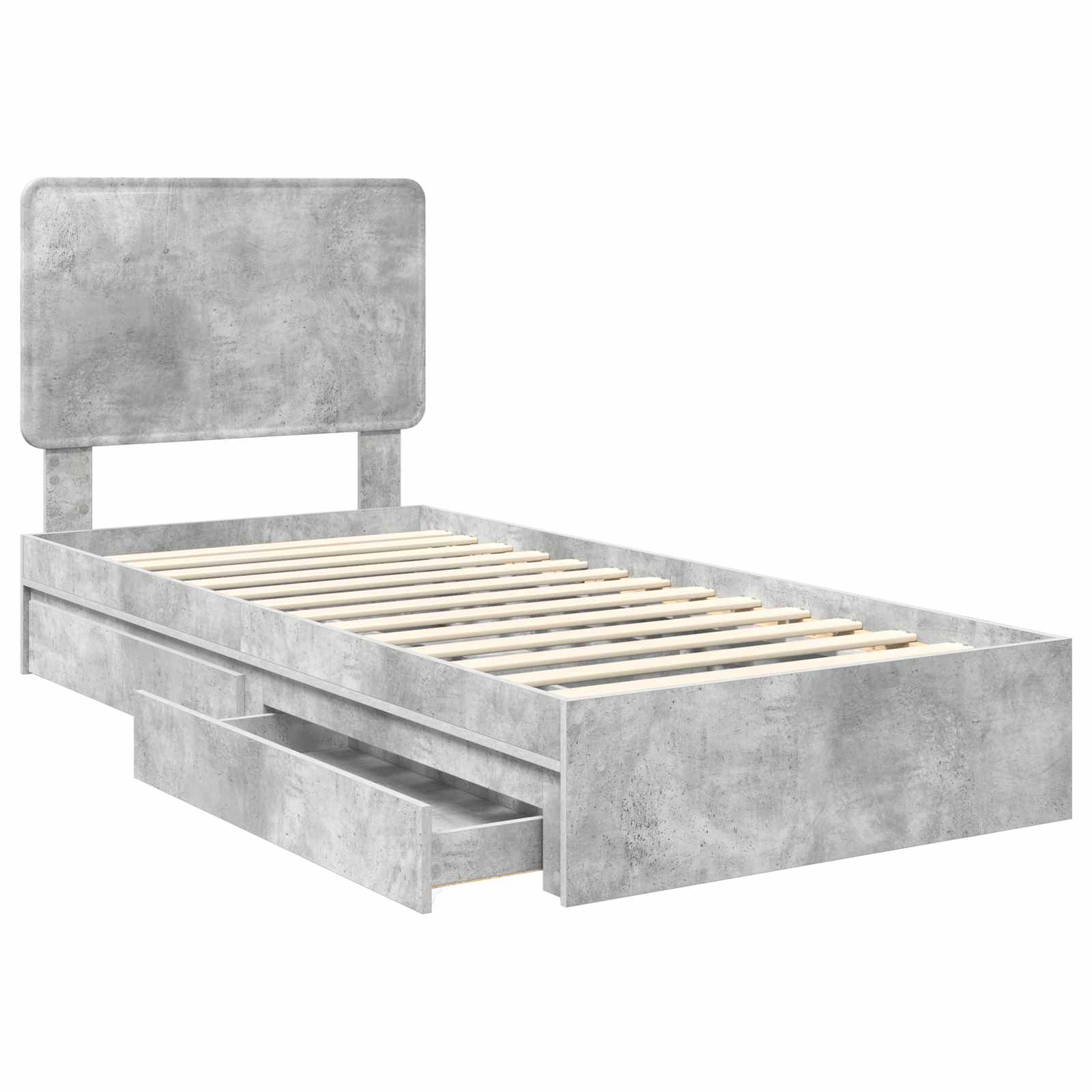 Aufbewahrungsbett Beton Grau 75 x 190 cm Holzwerkstoff