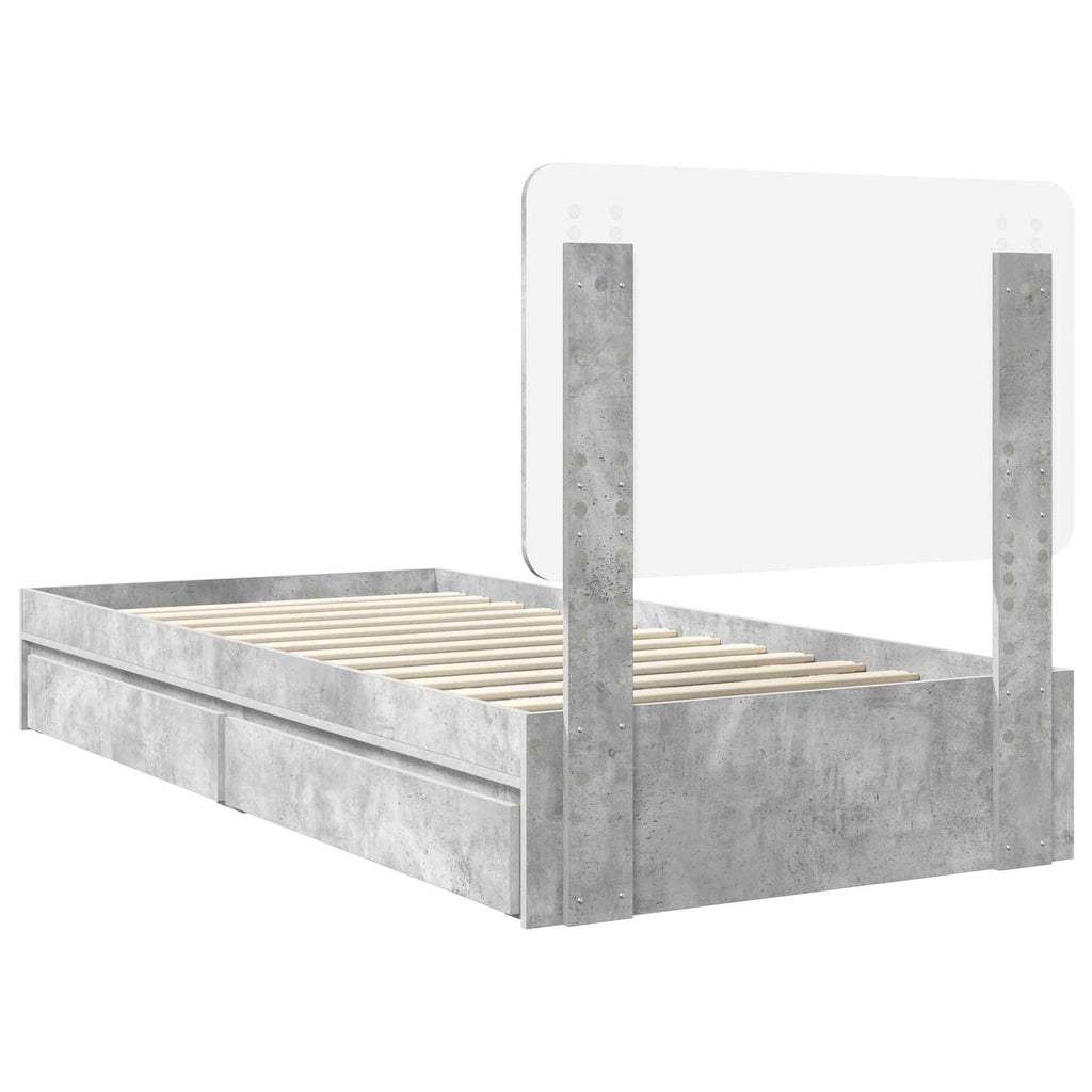 Aufbewahrungsbett Beton Grau 75 x 190 cm Holzwerkstoff