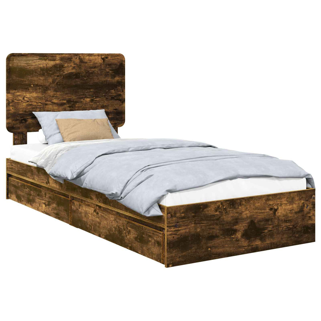 Aufbewahrungsbett Geräucherte Eiche 75 x 190 cm Holzwerkstoff