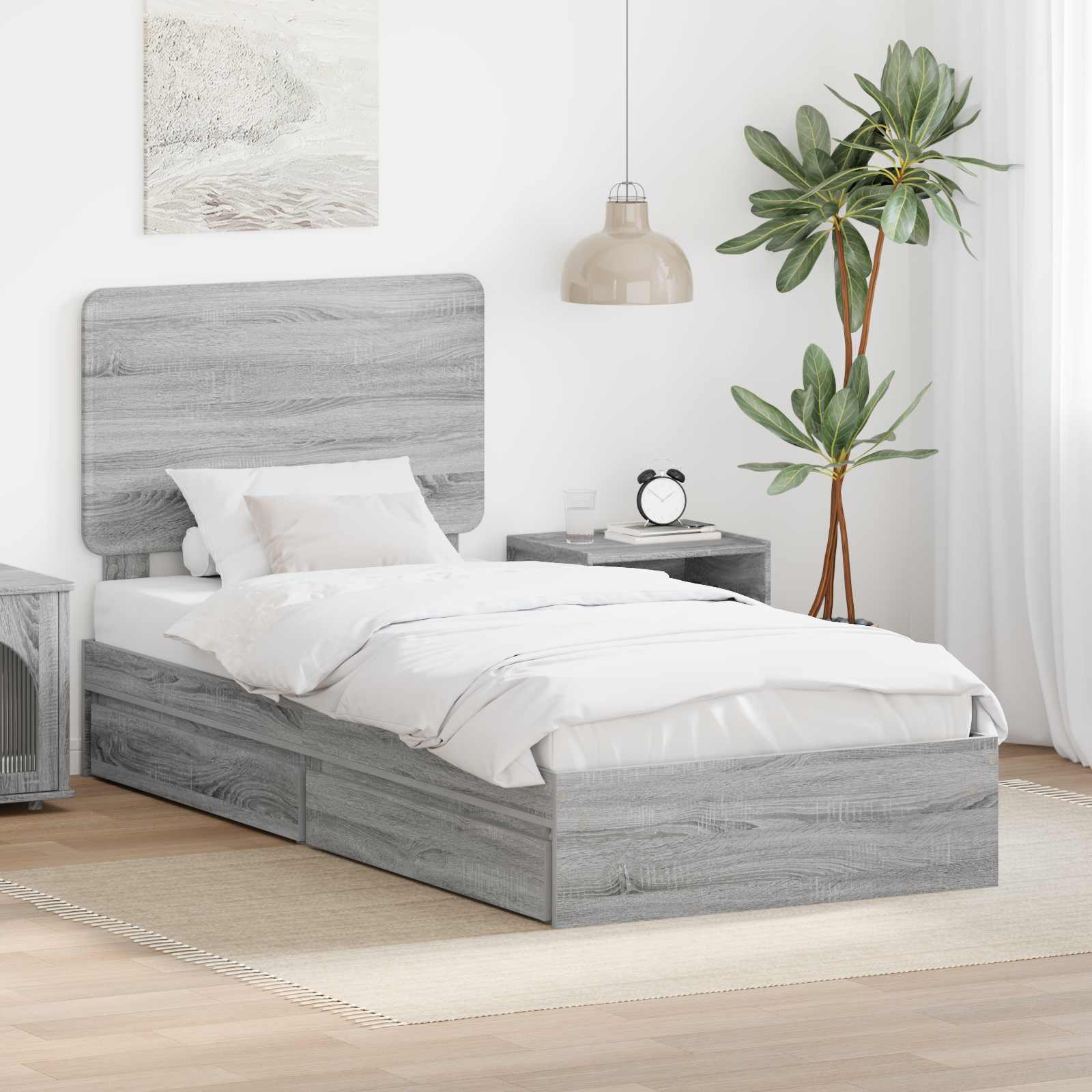 Aufbewahrungsbett Graues Sonoma 75 x 190 cm Holzwerkstoff