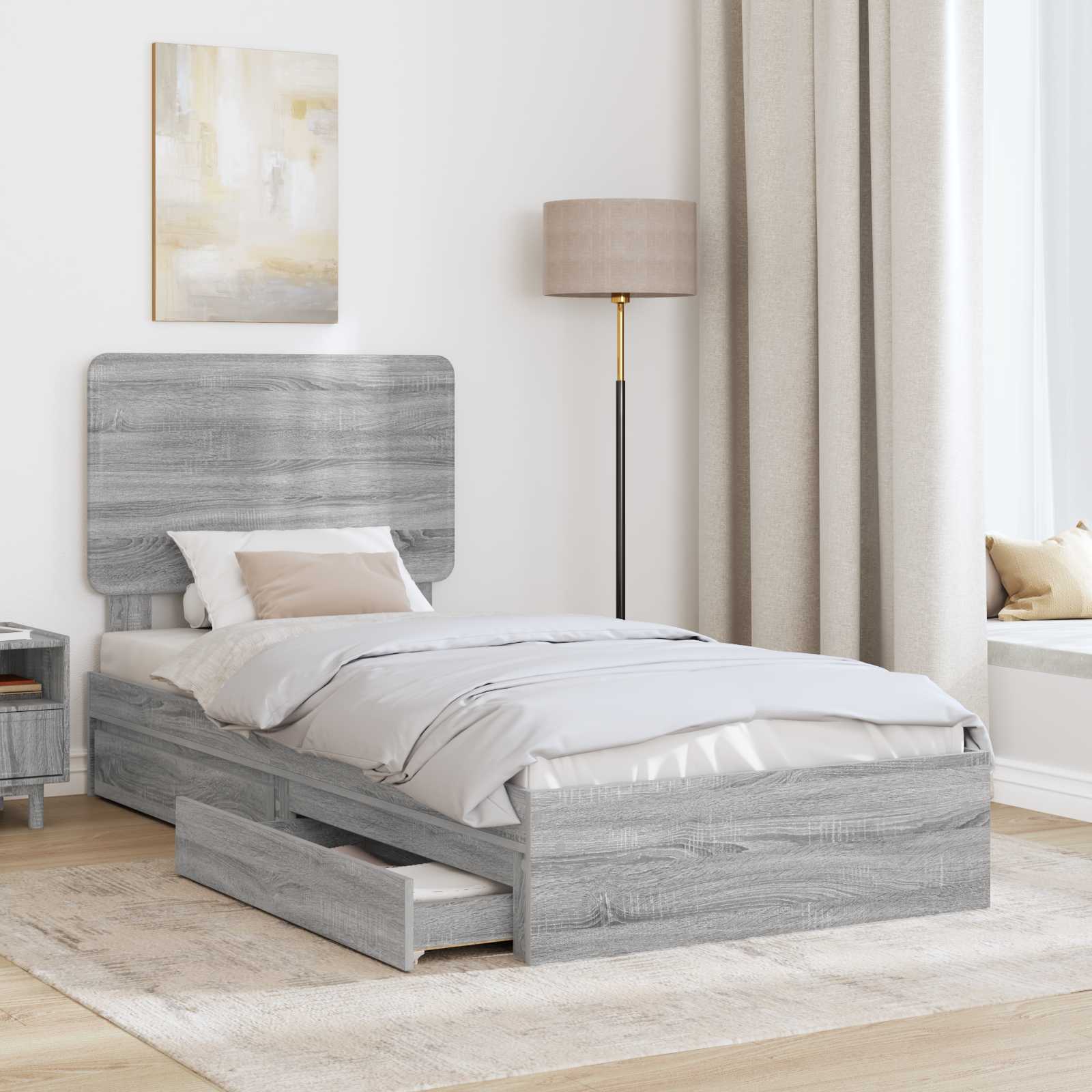 Aufbewahrungsbett Graues Sonoma 75 x 190 cm Holzwerkstoff
