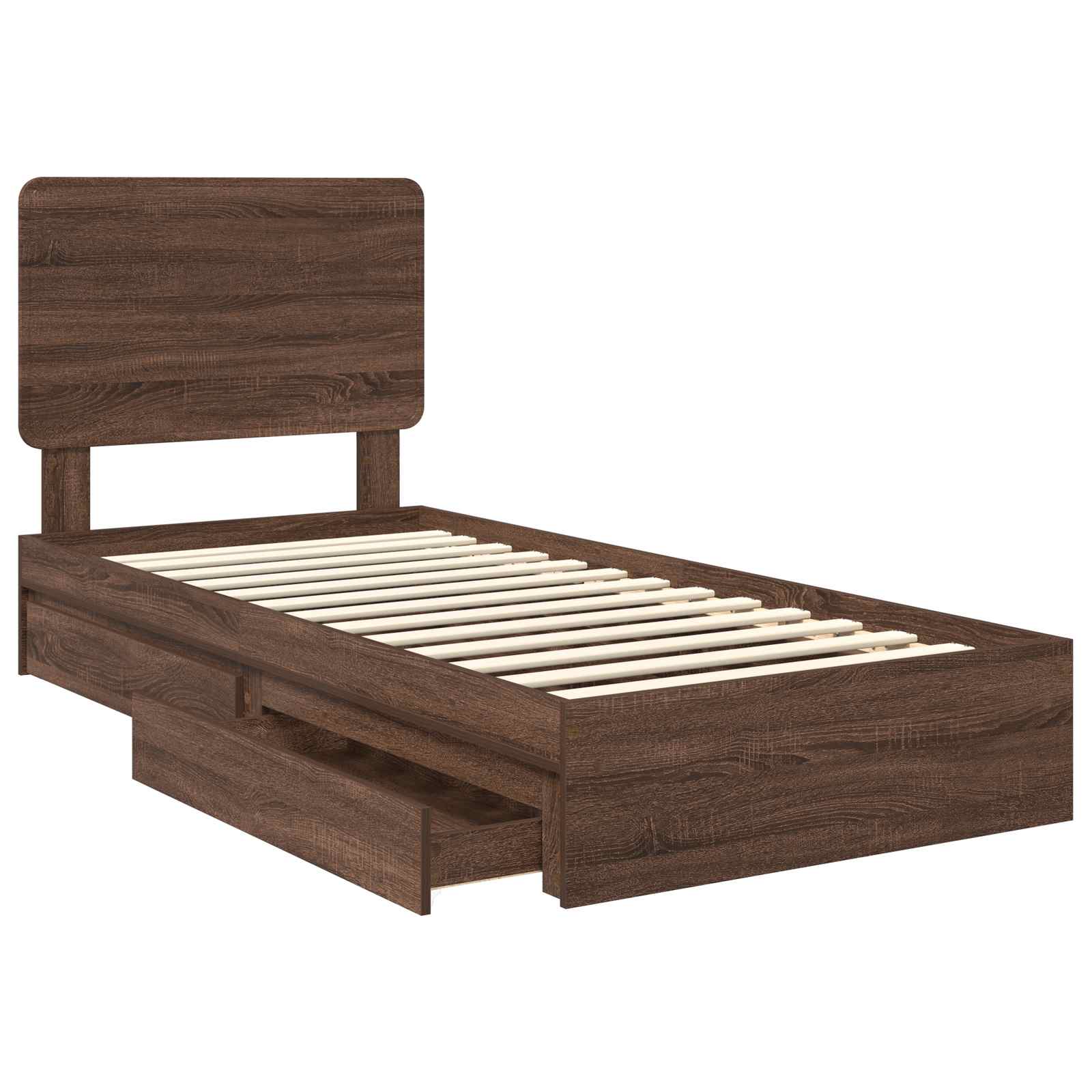 Aufbewahrungsbett Braun Eichen-Optik 75 x 190 cm Holzwerkstoff