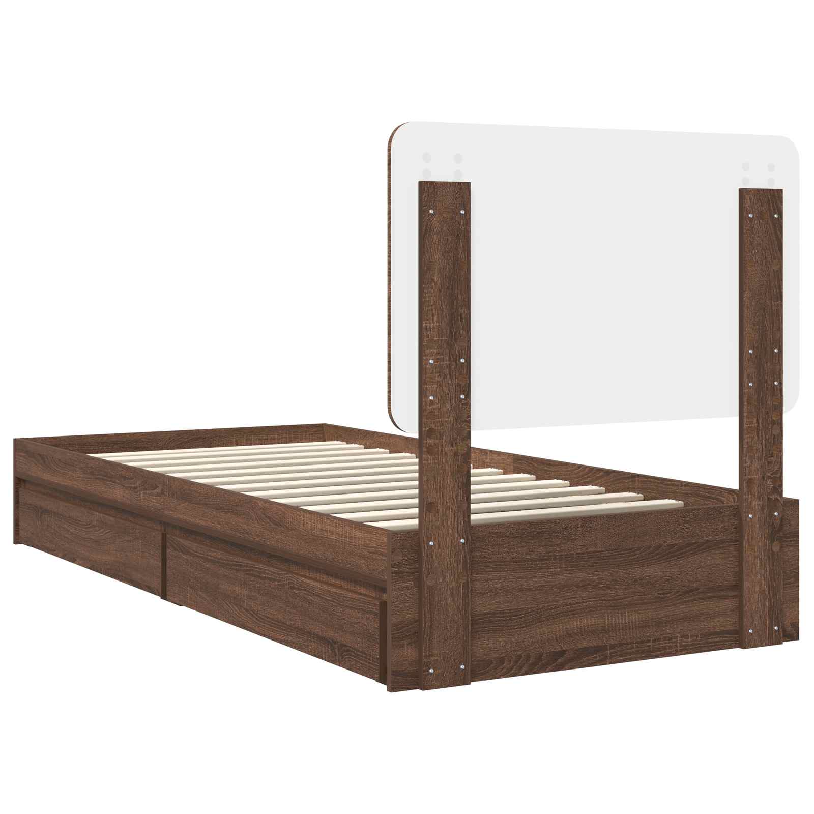 Aufbewahrungsbett Braun Eichen-Optik 75 x 190 cm Holzwerkstoff