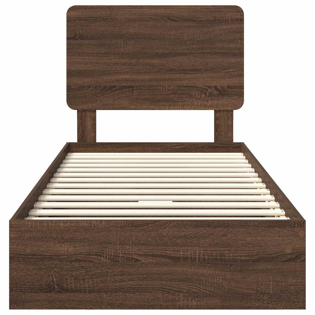 Aufbewahrungsbett Braun Eichen-Optik 75 x 190 cm Holzwerkstoff