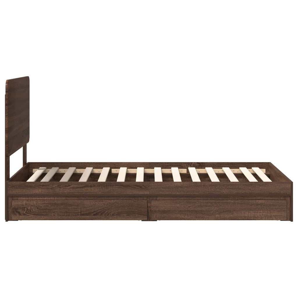 Aufbewahrungsbett Braun Eichen-Optik 75 x 190 cm Holzwerkstoff