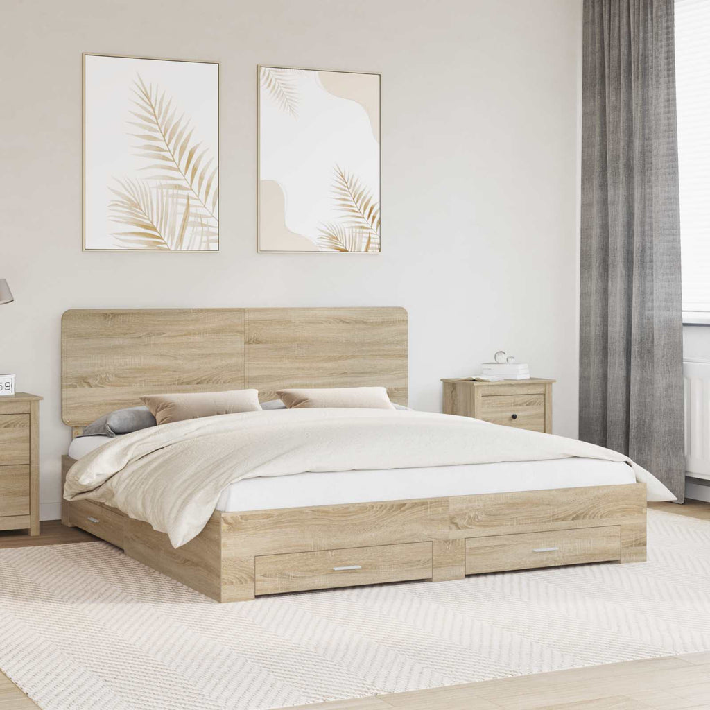 Bettrahmen mit Kopfteil Sonoma-Eiche 200 x 200 cm Holzwerkstoff