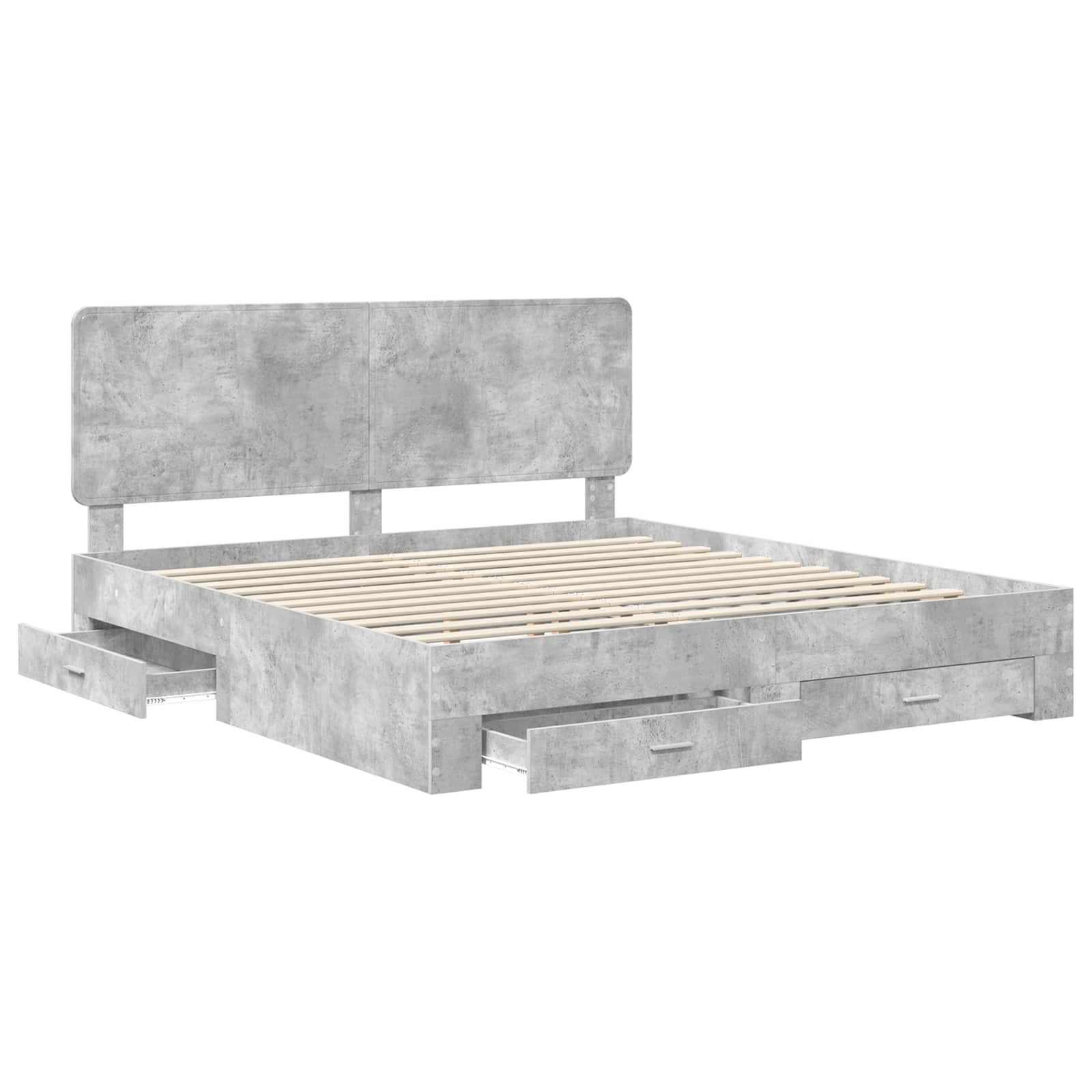 Bettrahmen mit Kopfteil Beton Grau 200 x 200 cm Holzwerkstoff