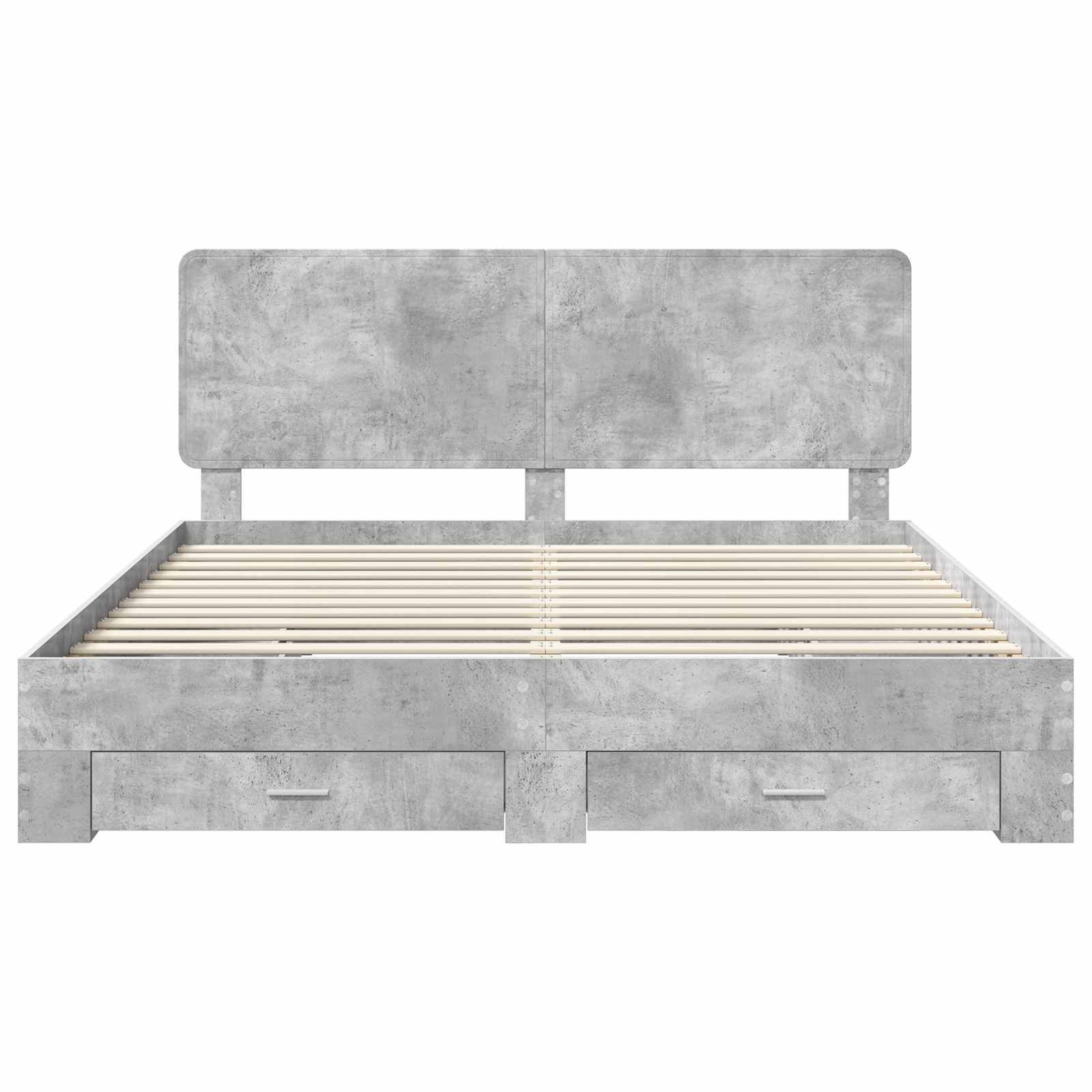 Bettrahmen mit Kopfteil Beton Grau 200 x 200 cm Holzwerkstoff