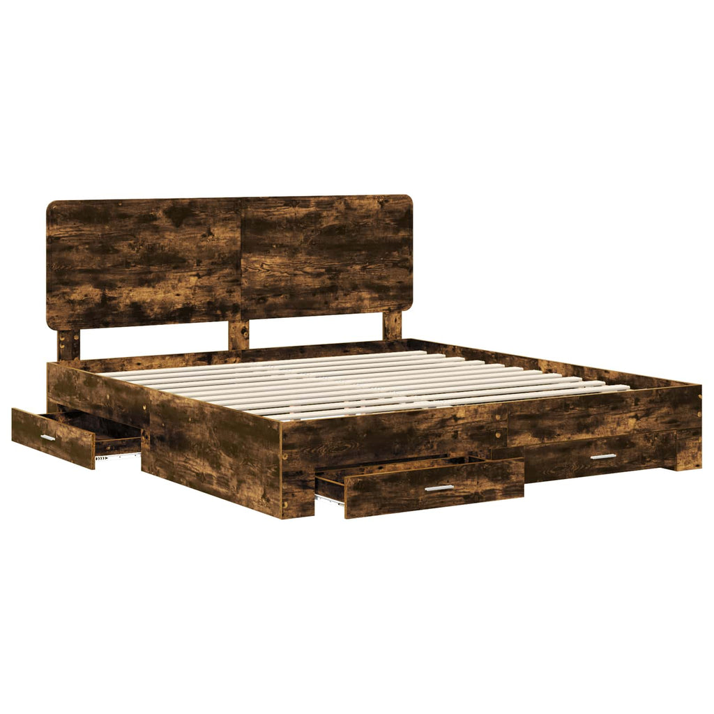 Bettrahmen Geräucherte Eiche 200 x 200 cm Holzwerkstoff