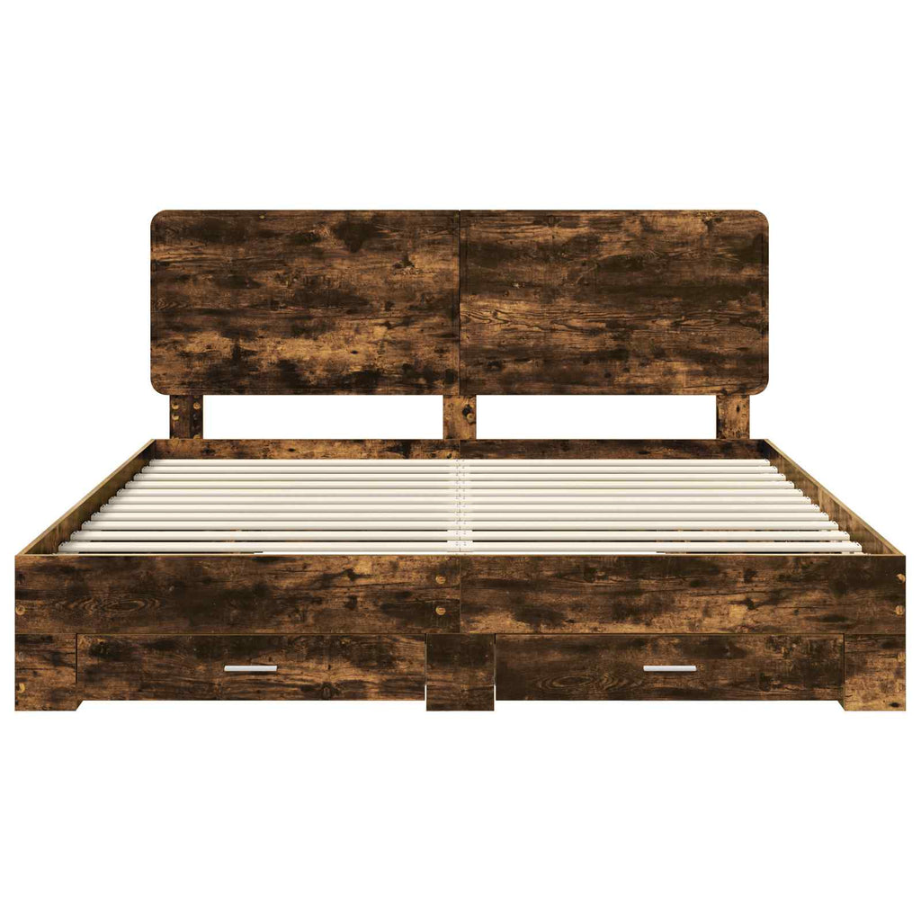Bettrahmen Geräucherte Eiche 200 x 200 cm Holzwerkstoff