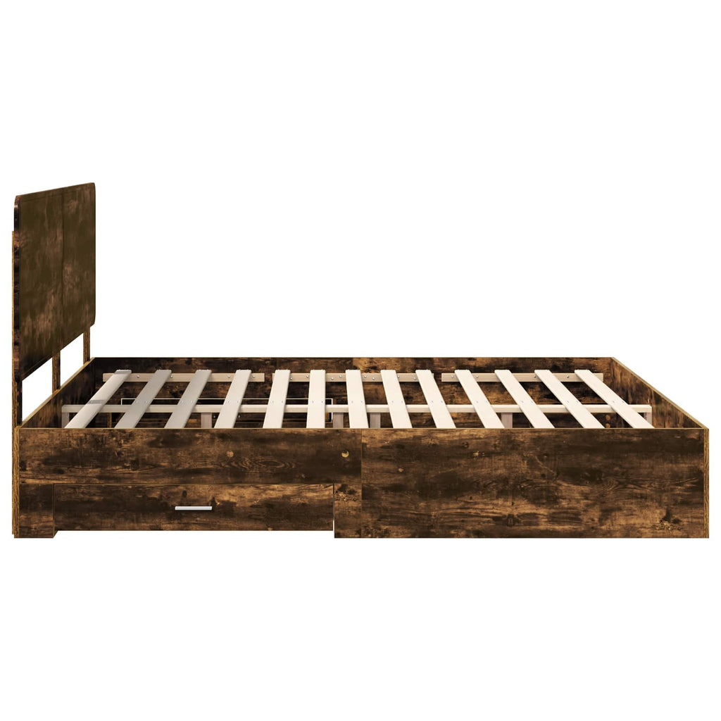Bettrahmen Geräucherte Eiche 200 x 200 cm Holzwerkstoff