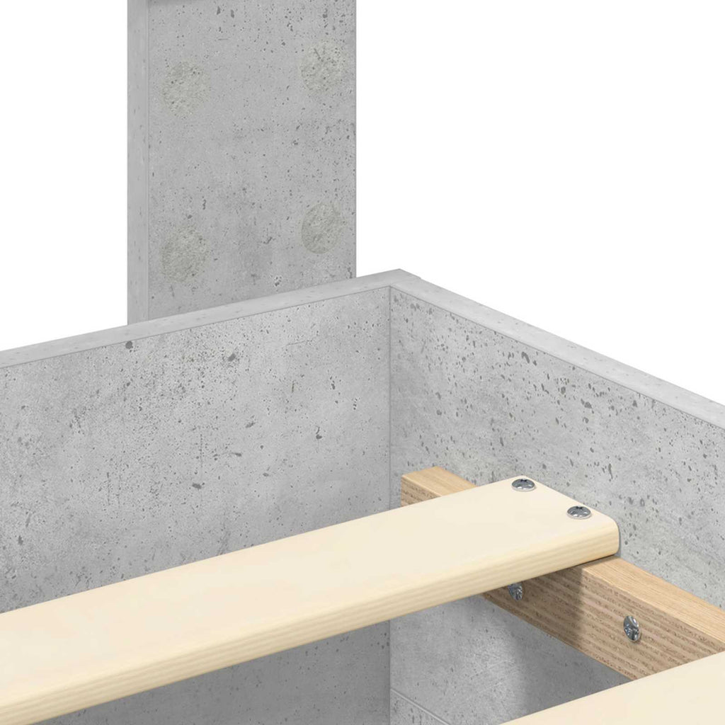 Bettrahmen mit Kopfteil Beton Grau 180 x 200 cm Holzwerkstoff