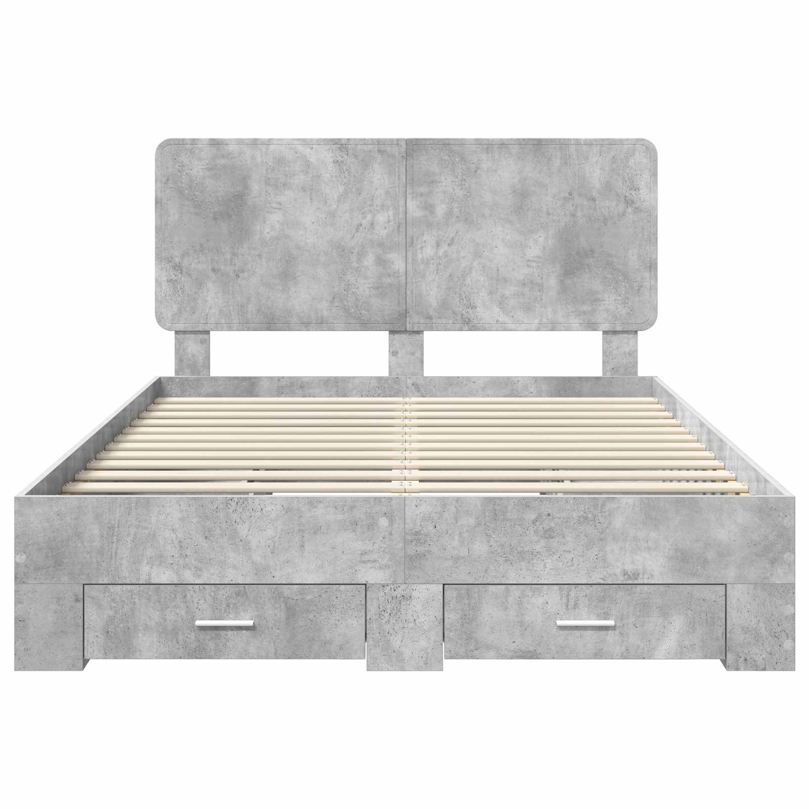 Bettrahmen mit Kopfteil Beton Grau 150 x 200 cm Holzwerkstoff