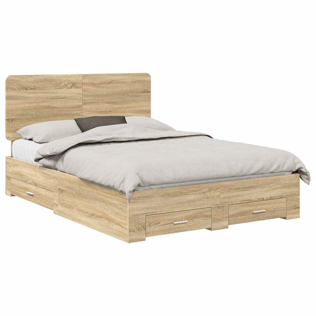 Bettrahmen mit Kopfteil Sonoma-Eiche 140 x 190 cm Holzwerkstoff