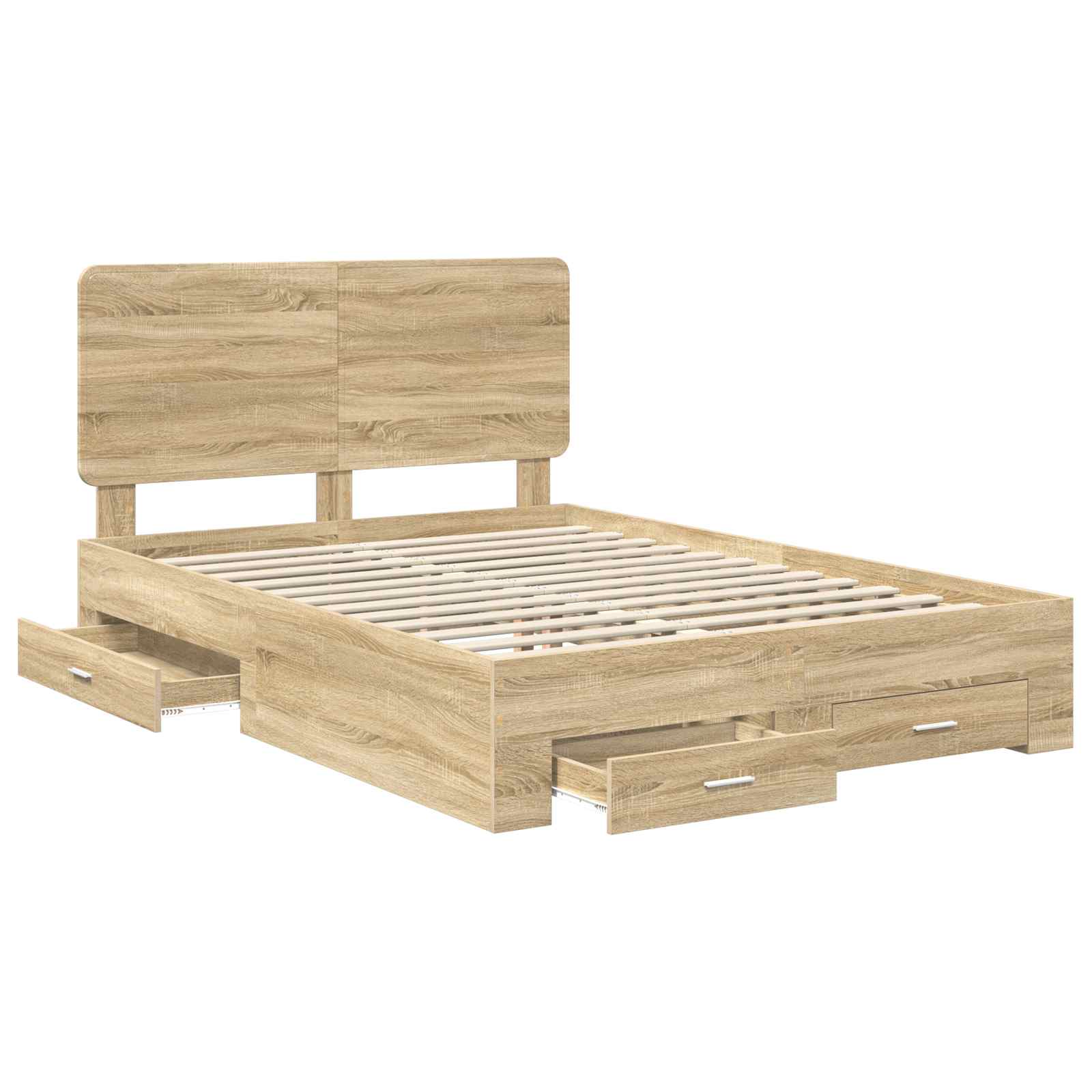 Bettrahmen mit Kopfteil Sonoma-Eiche 140 x 190 cm Holzwerkstoff