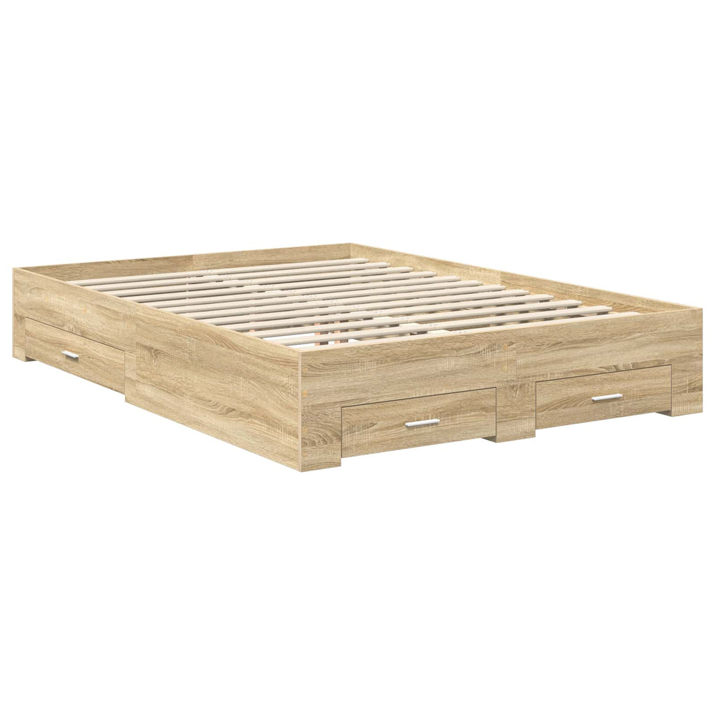 Bettrahmen mit Kopfteil Sonoma-Eiche 140 x 190 cm Holzwerkstoff