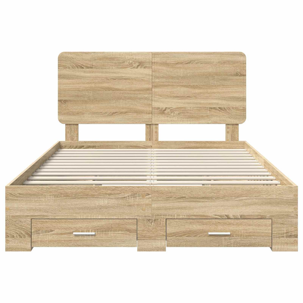 Bettrahmen mit Kopfteil Sonoma-Eiche 140 x 190 cm Holzwerkstoff