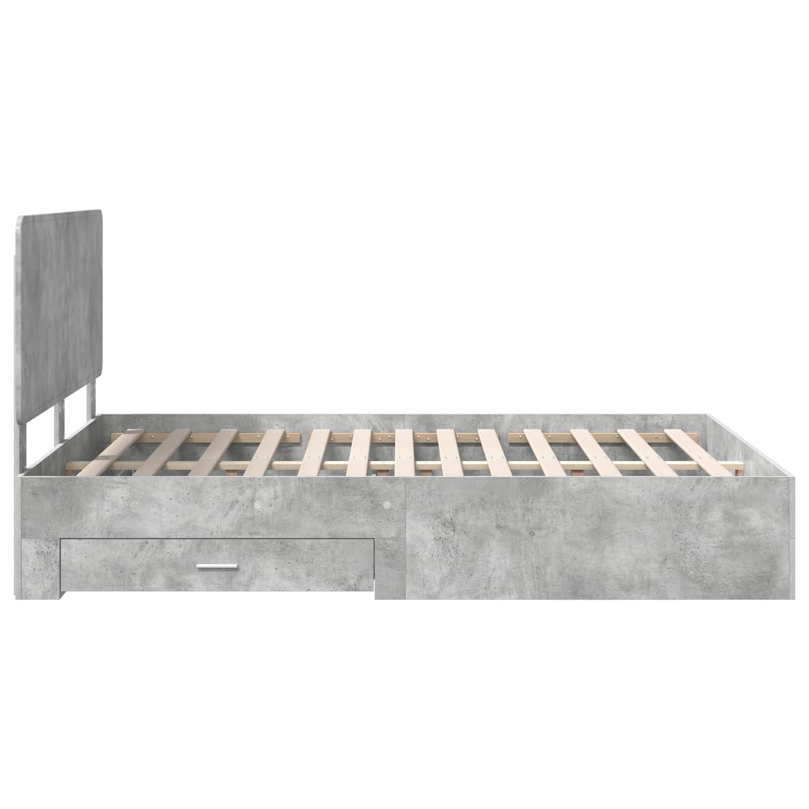 Bettrahmen mit Kopfteil Beton Grau 140 x 190 cm Holzwerkstoff