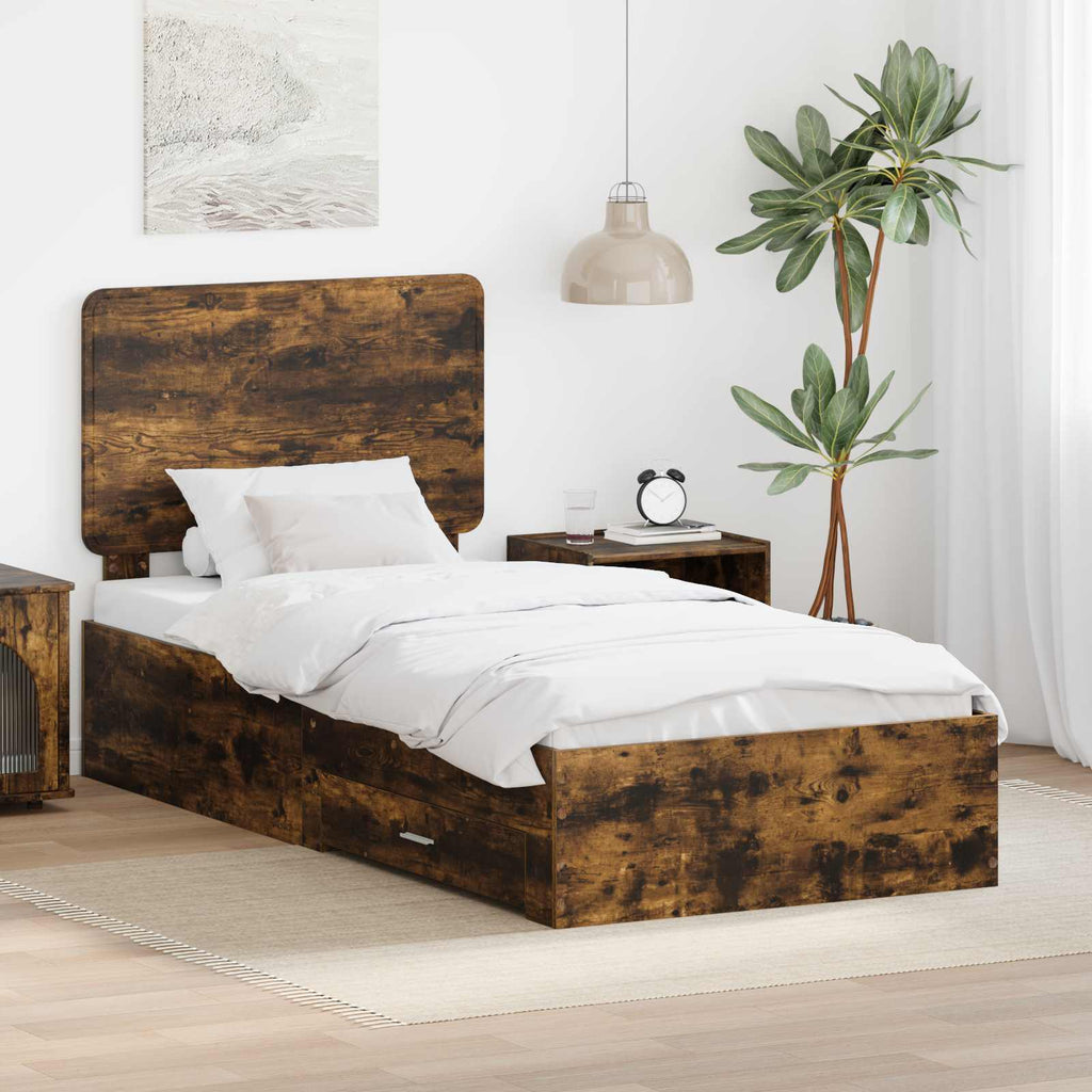Bettrahmen Geräucherte Eiche 100 x 200 cm Holzwerkstoff