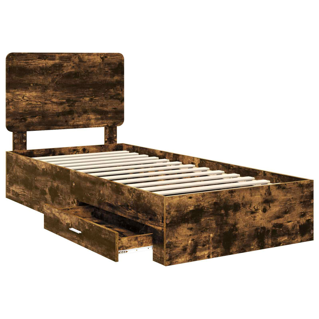 Bettrahmen Geräucherte Eiche 100 x 200 cm Holzwerkstoff
