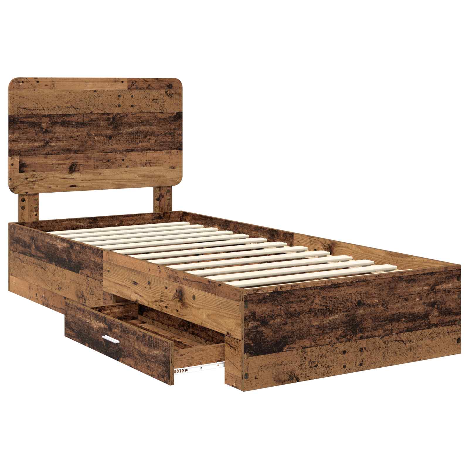 Bettrahmen mit Kopfteil Altholz 100 x 200 cm Holzwerkstoff