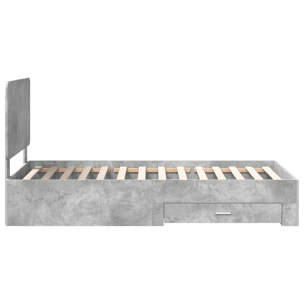 Bettrahmen mit Kopfteil Beton Grau 90 x 200 cm Holzwerkstoff