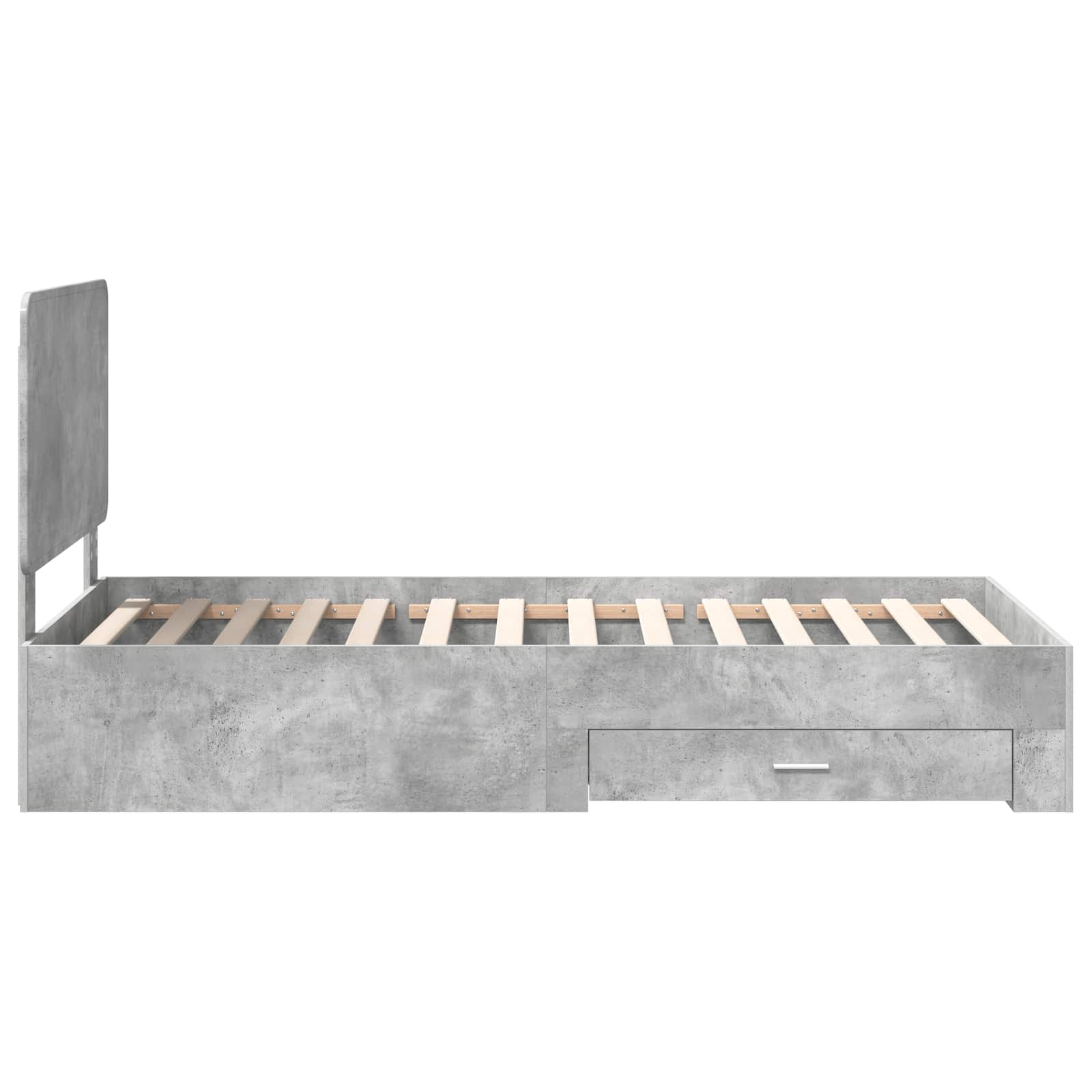 Bettrahmen mit Kopfteil Beton Grau 90 x 200 cm Holzwerkstoff