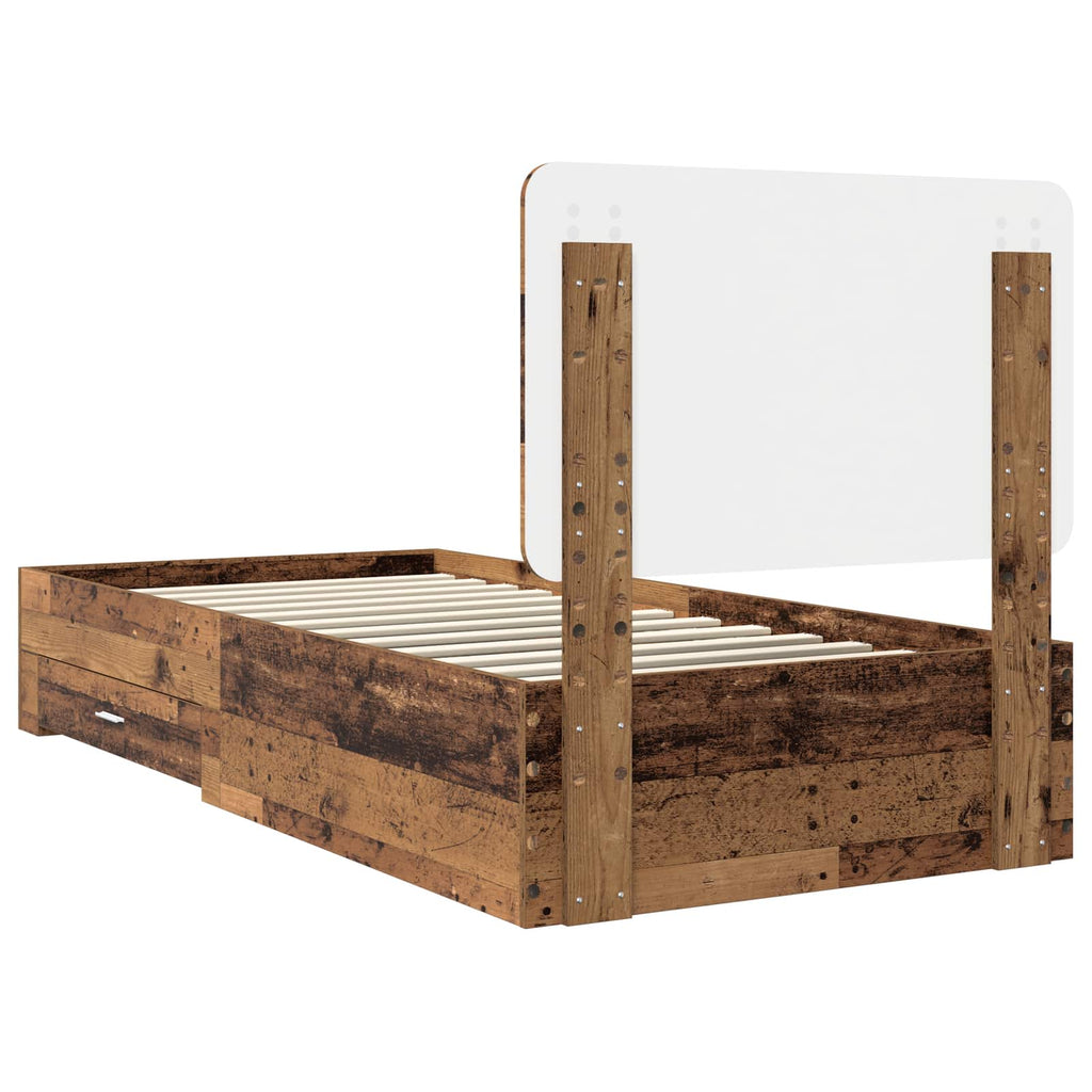 Bettrahmen mit Kopfteil Altholz 90 x 200 cm Holzwerkstoff